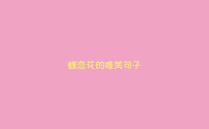 蝶恋花的唯美句子