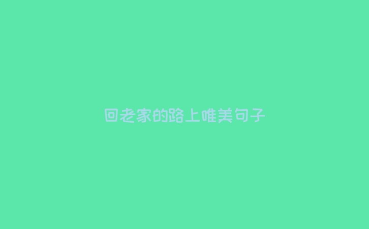 回老家的路上唯美句子