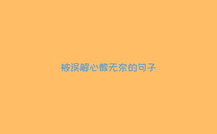 被误解心酸无奈的句子