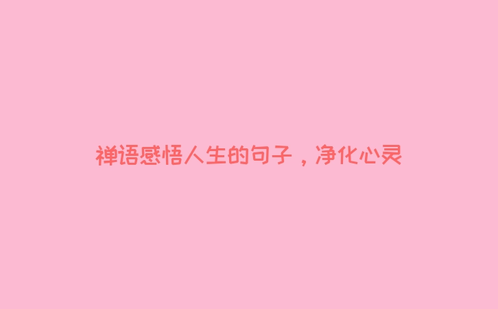 禅语感悟人生的句子，净化心灵