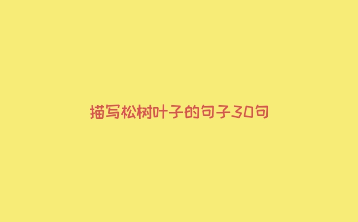描写松树叶子的句子30句