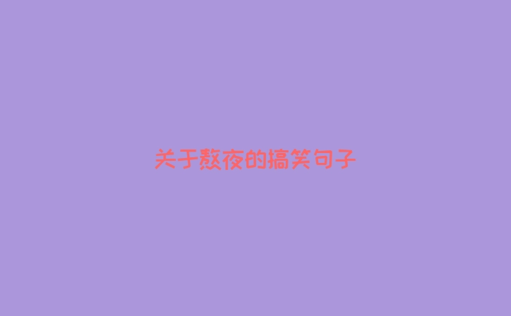 关于熬夜的搞笑句子