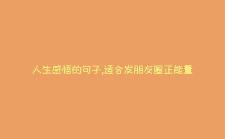人生感悟的句子,适合发朋友圈正能量