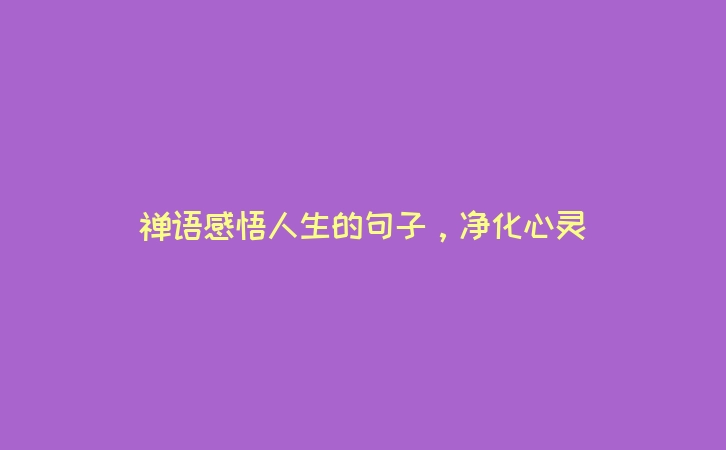 禅语感悟人生的句子，净化心灵