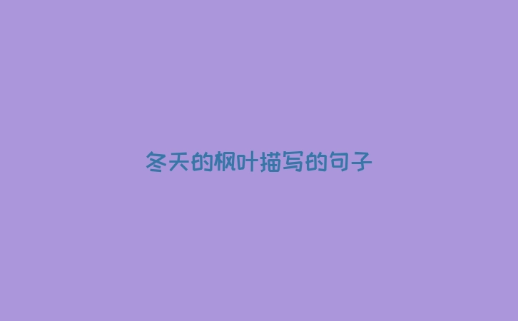 冬天的枫叶描写的句子