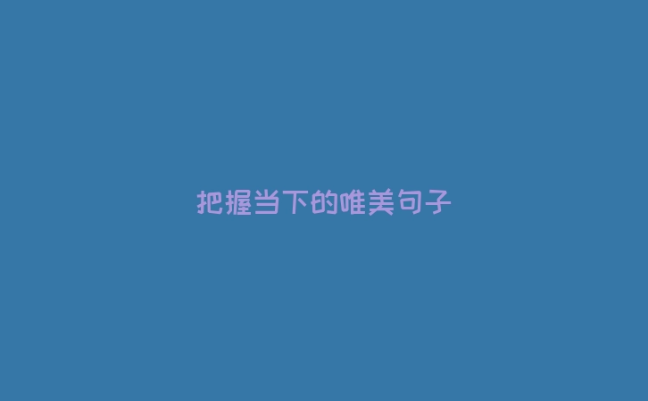 把握当下的唯美句子