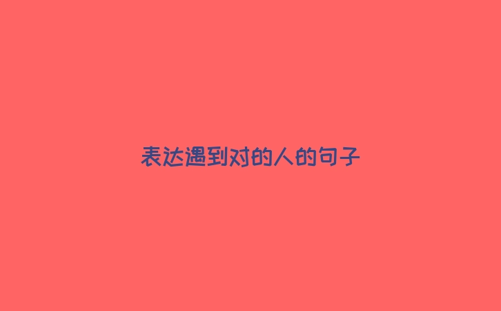 表达遇到对的人的句子
