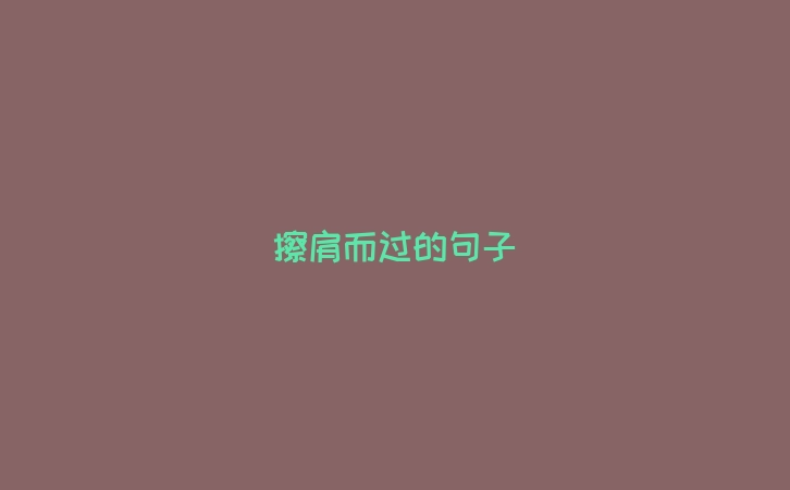 擦肩而过的句子