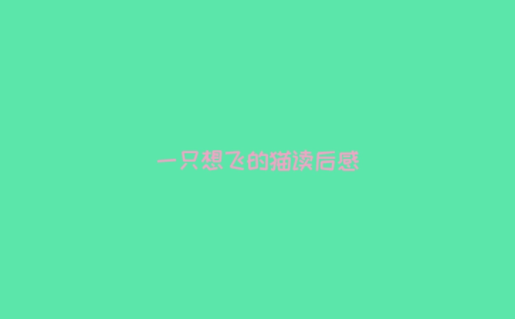 一只想飞的猫读后感