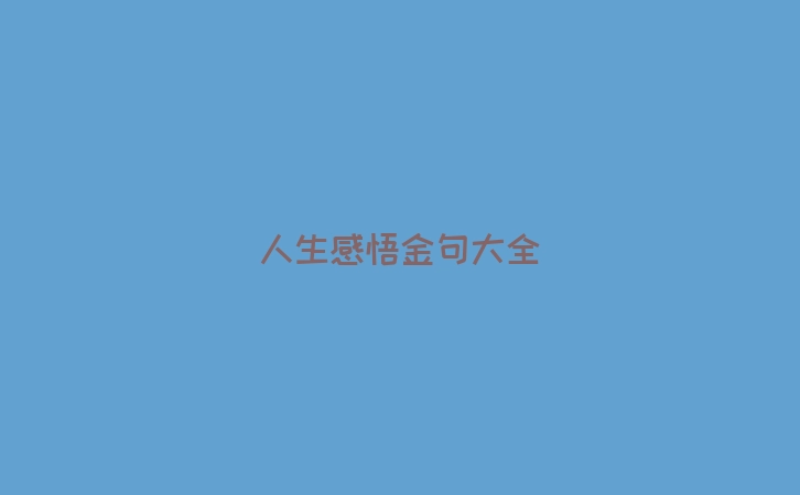 人生感悟金句大全