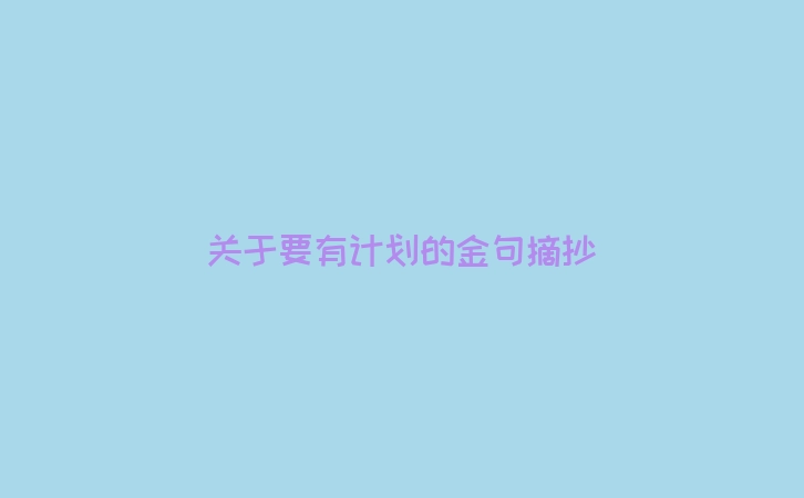 关于要有计划的金句摘抄
