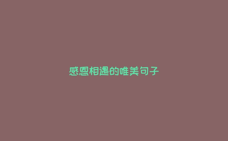 感恩相遇的唯美句子