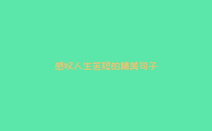 感叹人生苦短的精美句子
